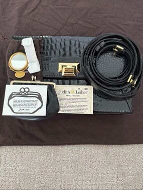 Judith Leiber Black Alligator Bag